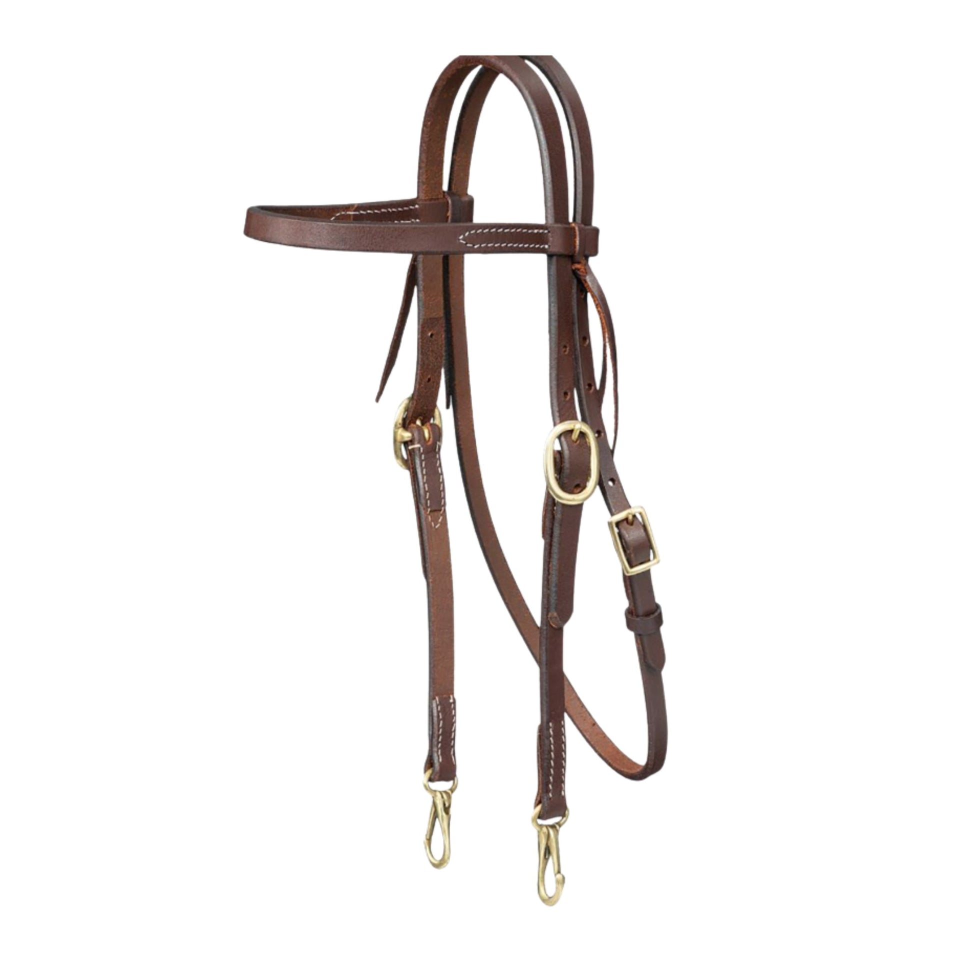 Royal King Harness Leather Browband Headstall w Snap Ends - EQ Saddlery
