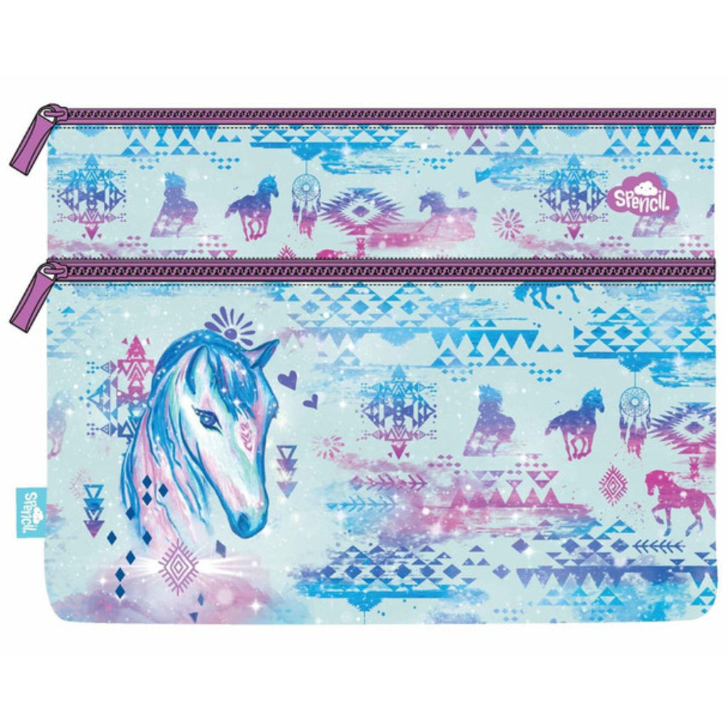 Spencil Zip Pencil Case Aztec Horse - EQ Saddlery