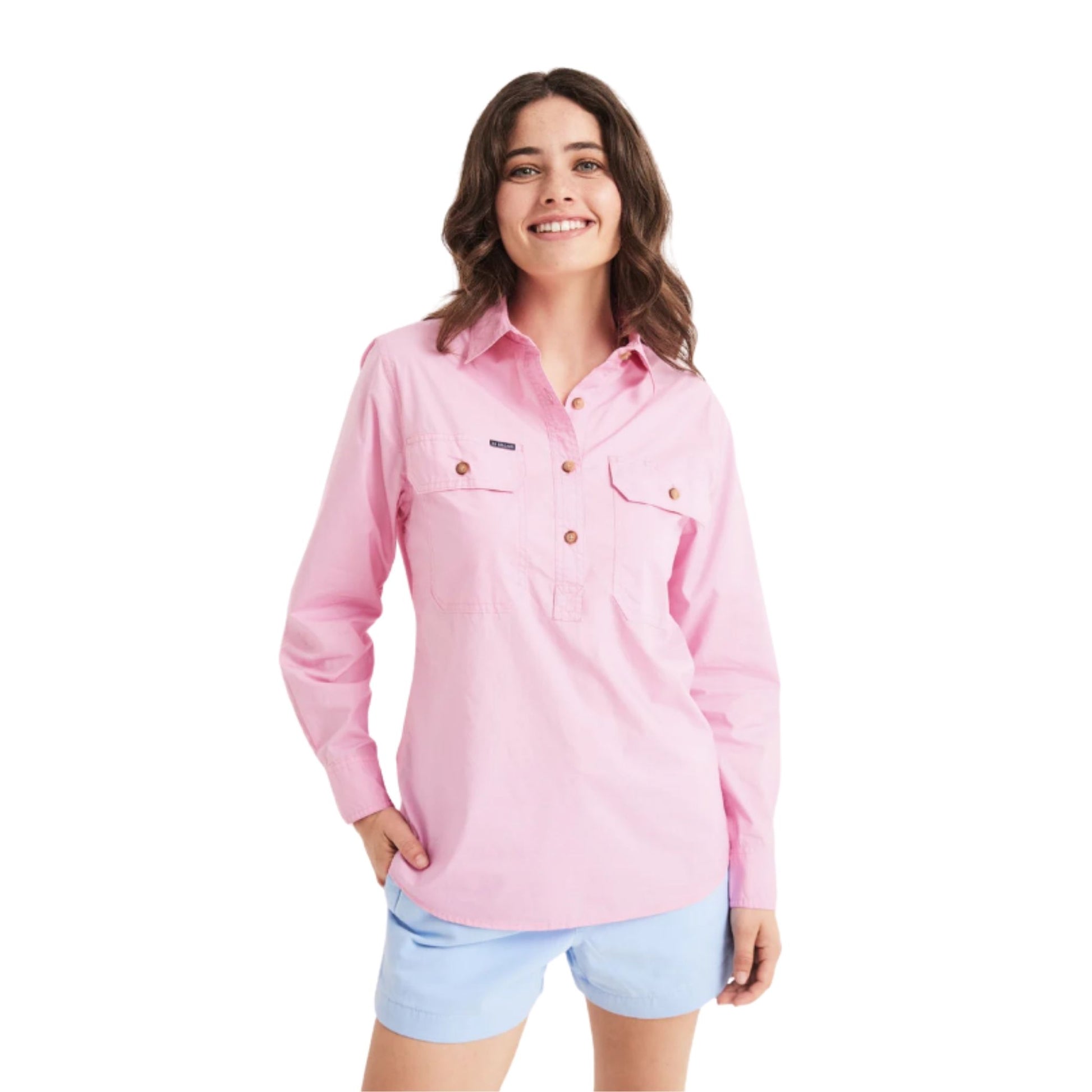 RB Sellars Womens Springfield Half Button Long Sleeve Shirt - EQ Saddlery