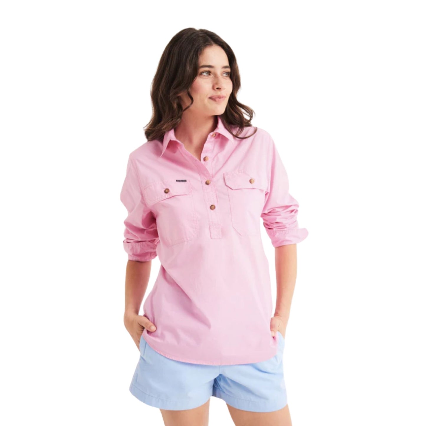 RB Sellars Womens Springfield Half Button Long Sleeve Shirt - EQ Saddlery