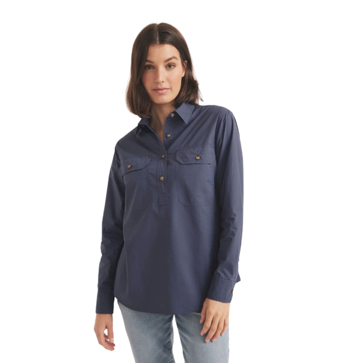 RB Sellars Womens Springfield Half Button Long Sleeve Shirt - EQ Saddlery