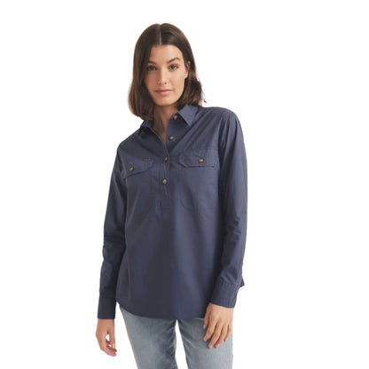 RB Sellars Womens Springfield Half Button Long Sleeve Shirt - EQ Saddlery