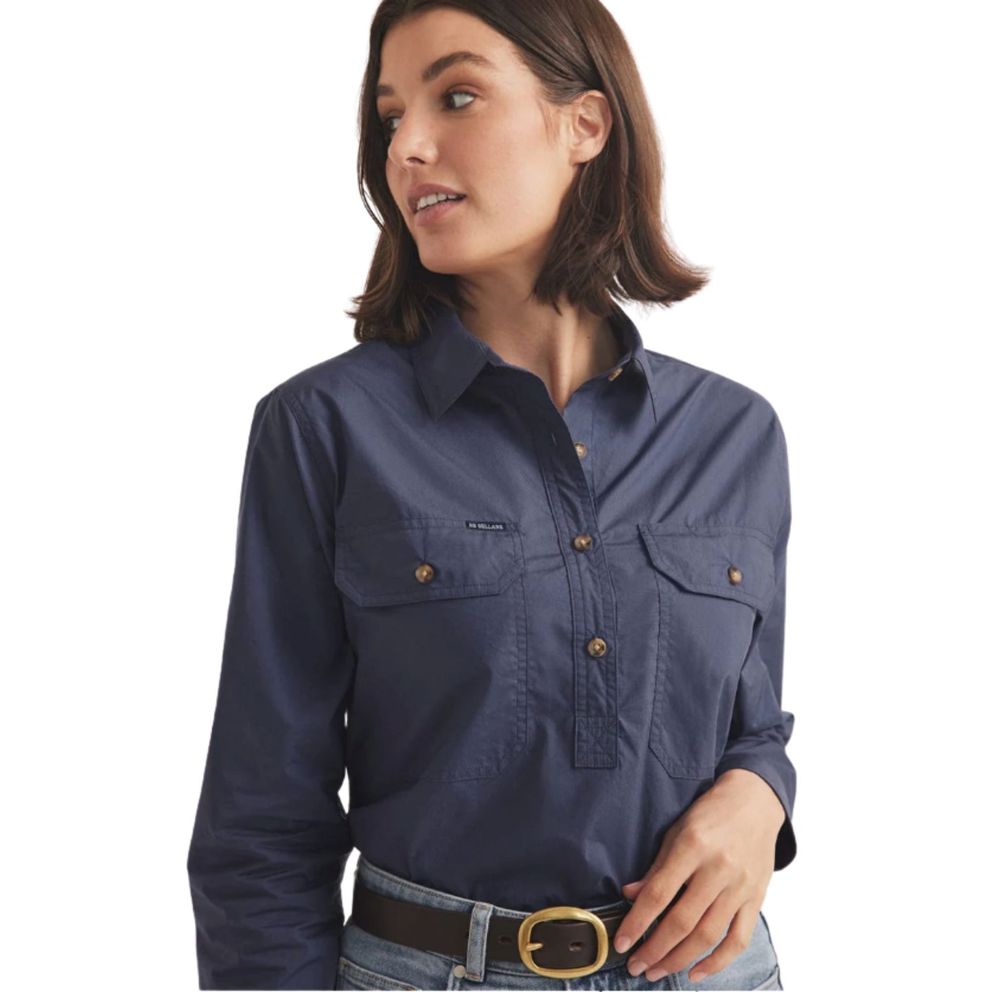 RB Sellars Womens Springfield Half Button Long Sleeve Shirt - EQ Saddlery