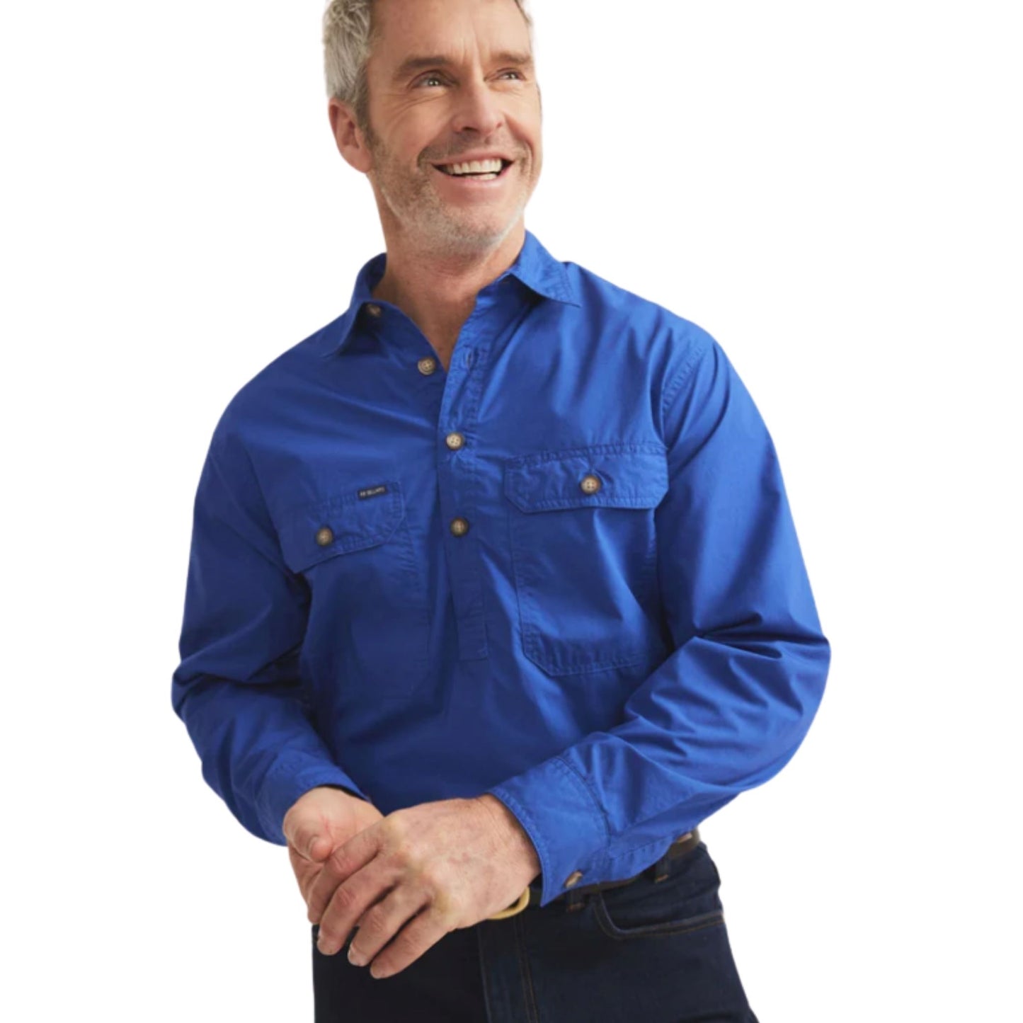 RB Sellars Mens Territory Half Button Long Sleeve Shirt - EQ Saddlery