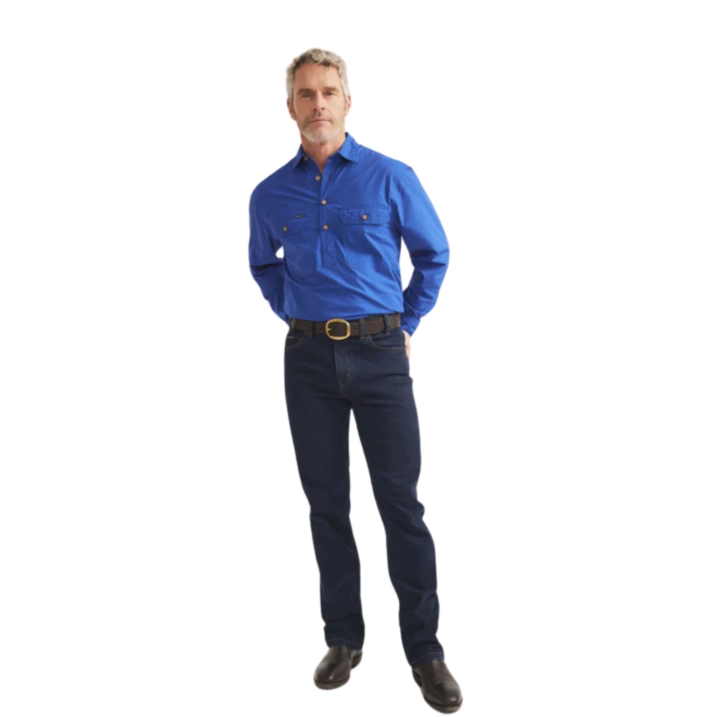 RB Sellars Mens Territory Half Button Long Sleeve Shirt - EQ Saddlery