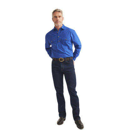 RB Sellars Mens Territory Half Button Long Sleeve Shirt - EQ Saddlery