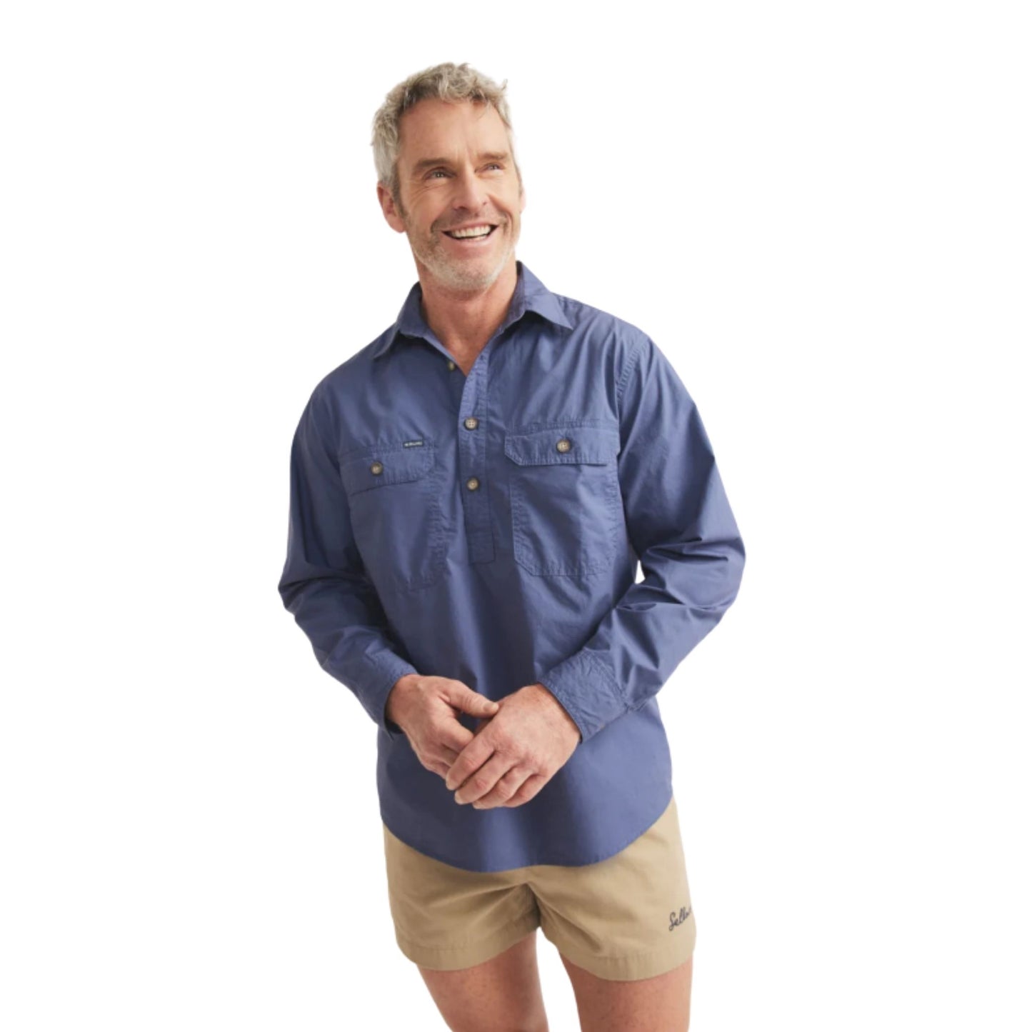 RB Sellars Mens Territory Half Button Long Sleeve Shirt - EQ Saddlery