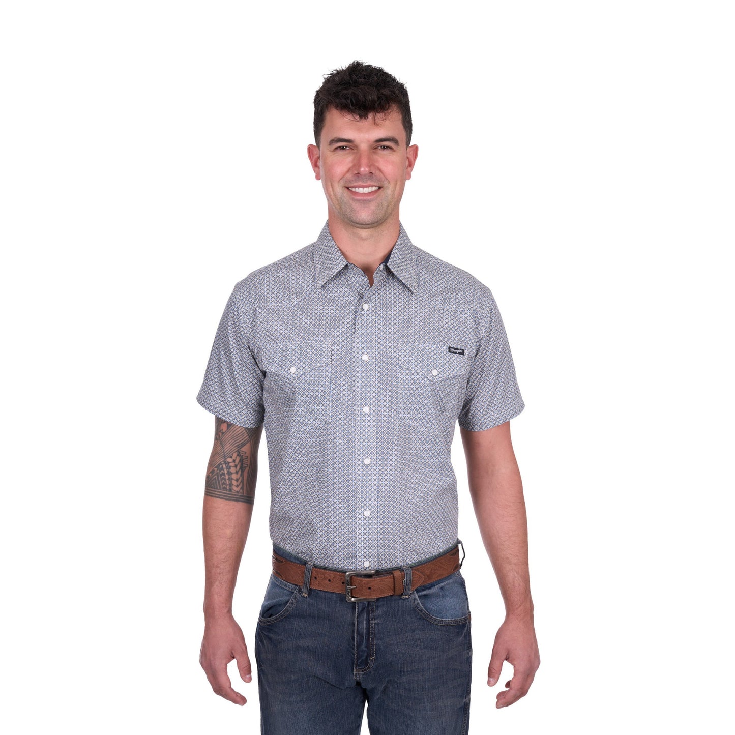 Wrangler Mens Jimmy Print Western Short Sleeve Shirt - EQ Saddlery