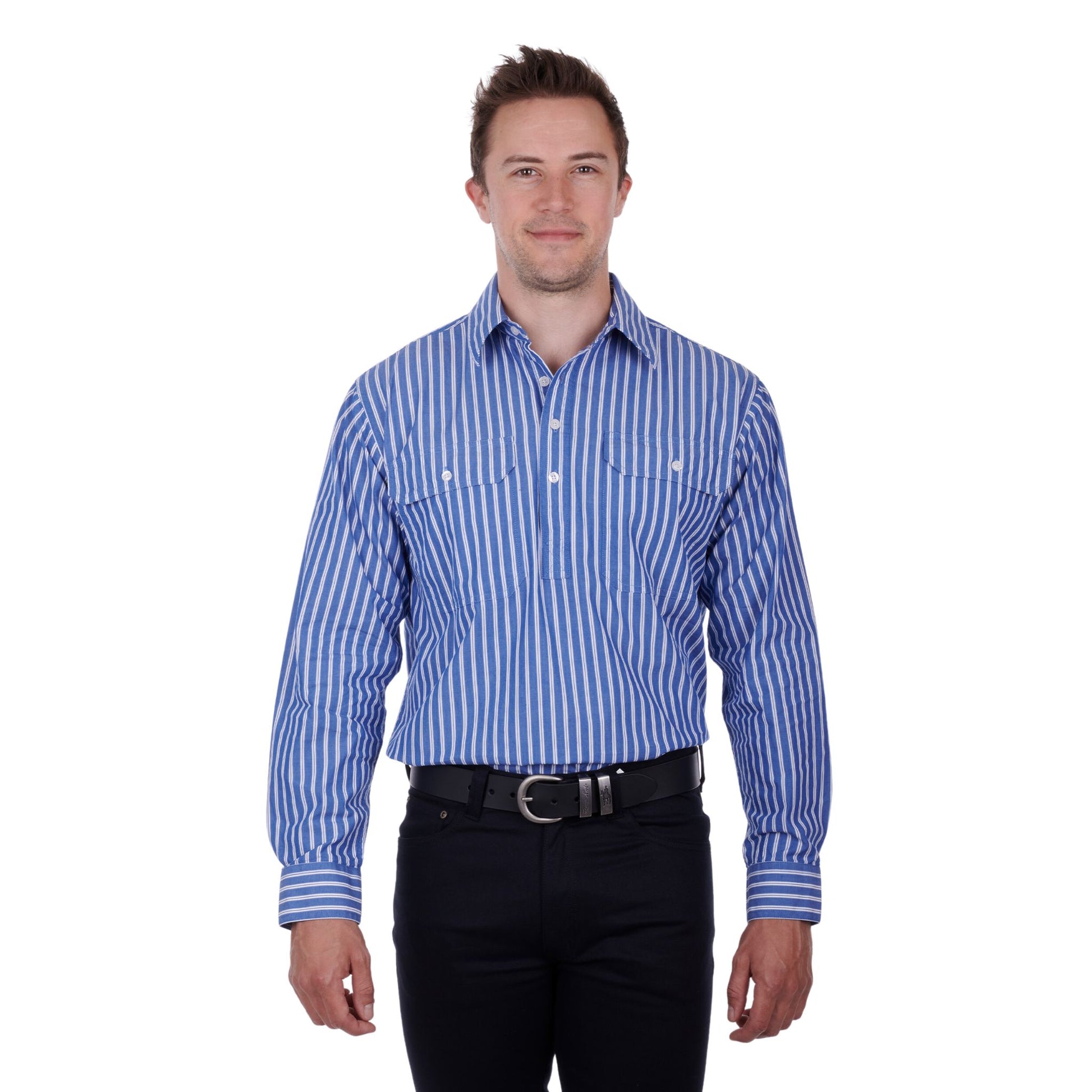Thomas Cook Men Charlie Half Placket Long Sleeve Shirt - EQ Saddlery