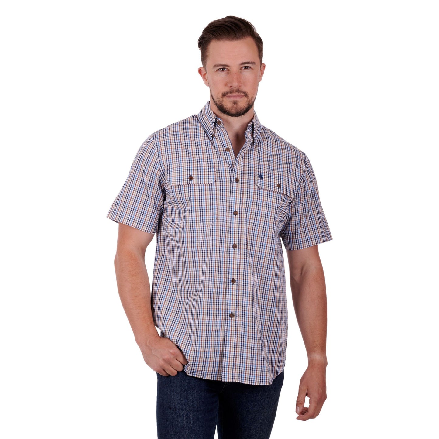 Thomas Cook Mens Lawson Check 2-Pocket Short Sleeve Shirt - EQ Saddlery