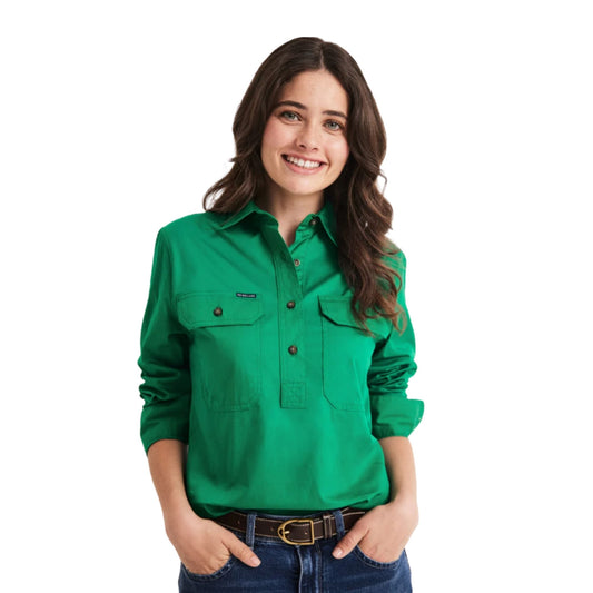 RB Sellars Womens Sandy Half Button Long Sleeve Workshirt - EQ Saddlery