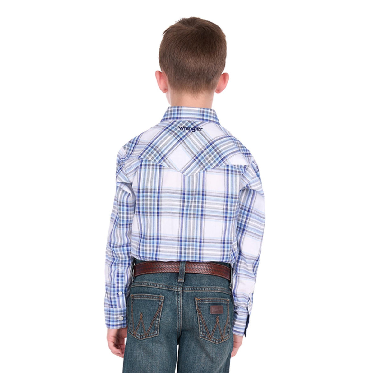 Wrangler Boys Eric Check Logo Western Long Sleeve Shirt