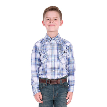 Wrangler Boys Eric Check Logo Western Long Sleeve Shirt