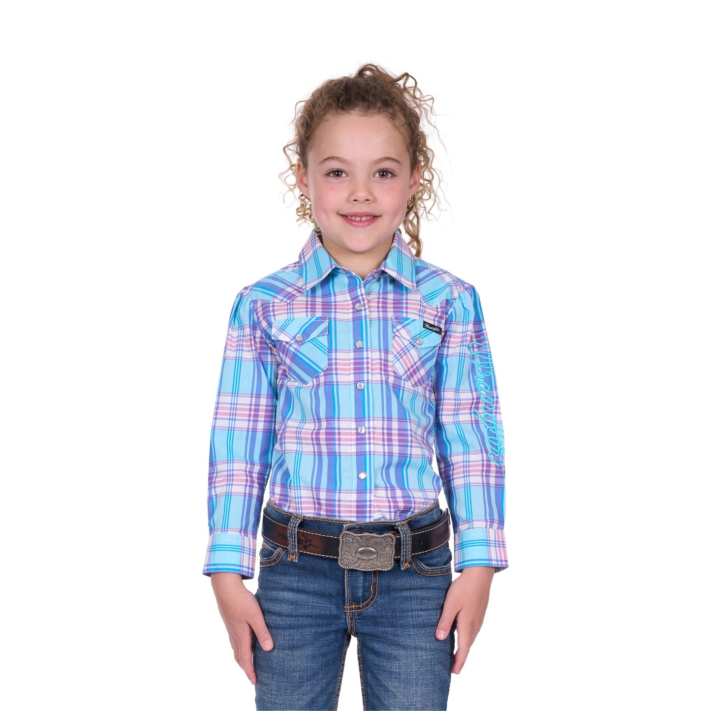 Wrangler Girls Emily Check Western Long Sleeve Shirt - EQ Saddlery