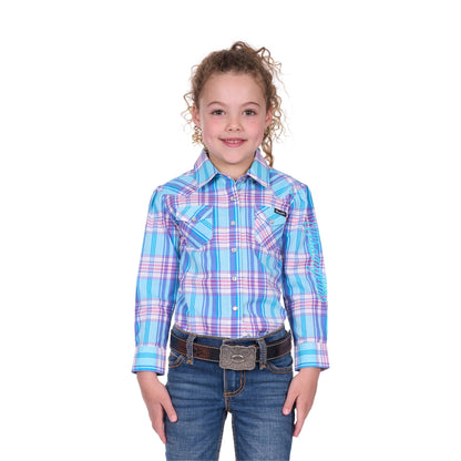 Wrangler Girls Emily Check Western Long Sleeve Shirt - EQ Saddlery