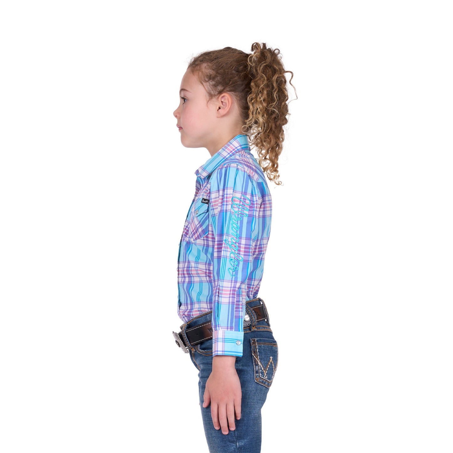 Wrangler Girls Emily Check Western Long Sleeve Shirt - EQ Saddlery