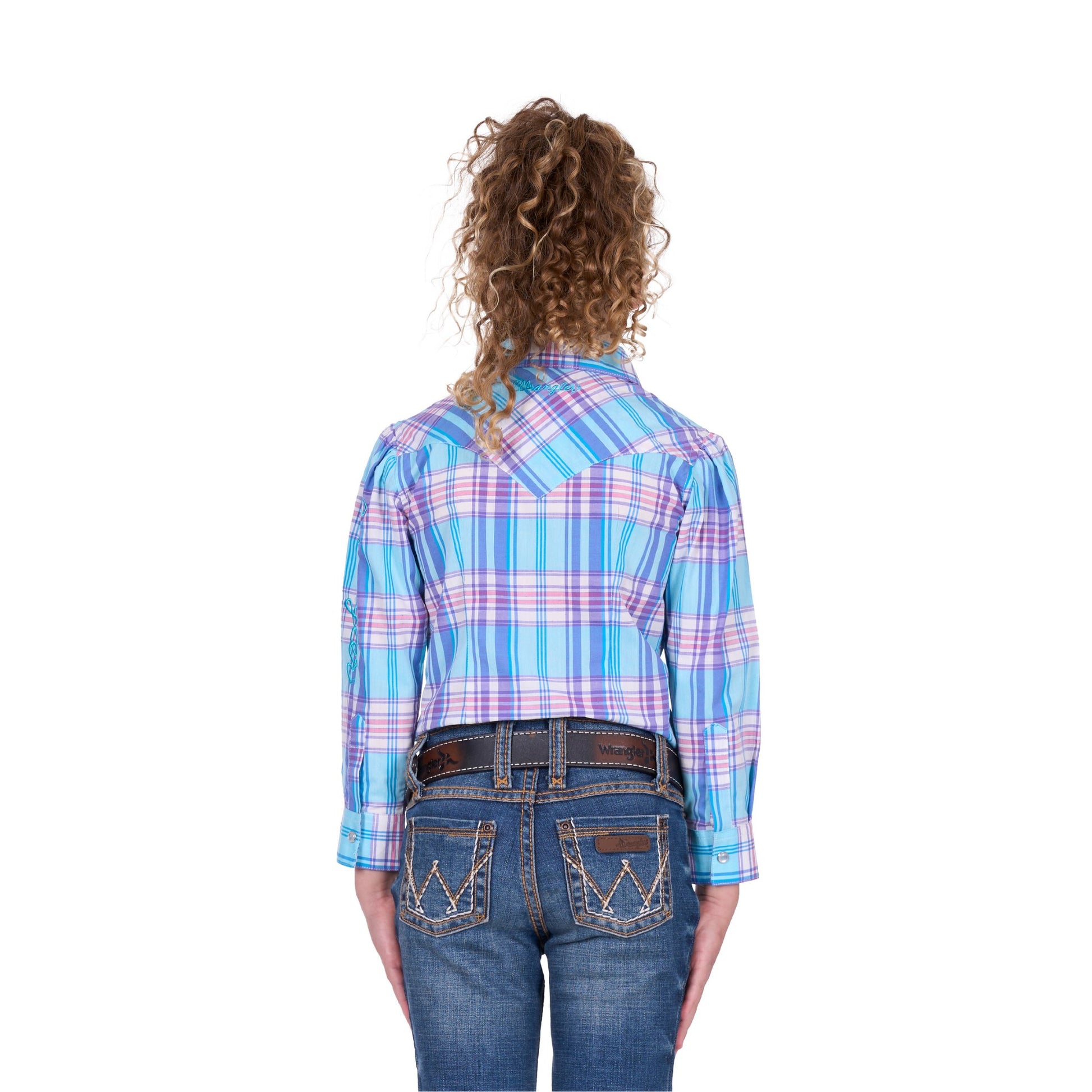 Wrangler Girls Emily Check Western Long Sleeve Shirt - EQ Saddlery