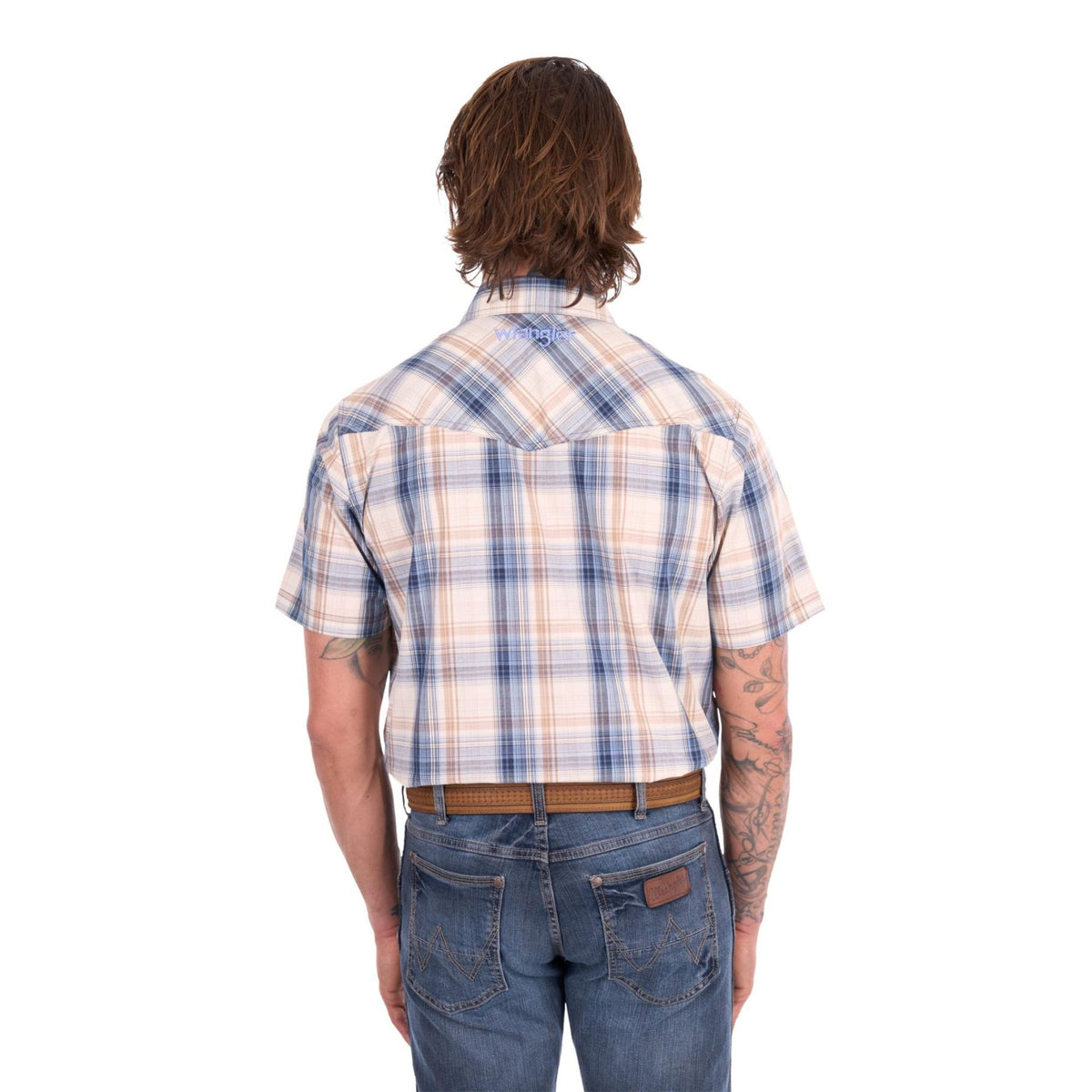 Wrangler Mens Adrian Check Western Short Sleeve Shirt
