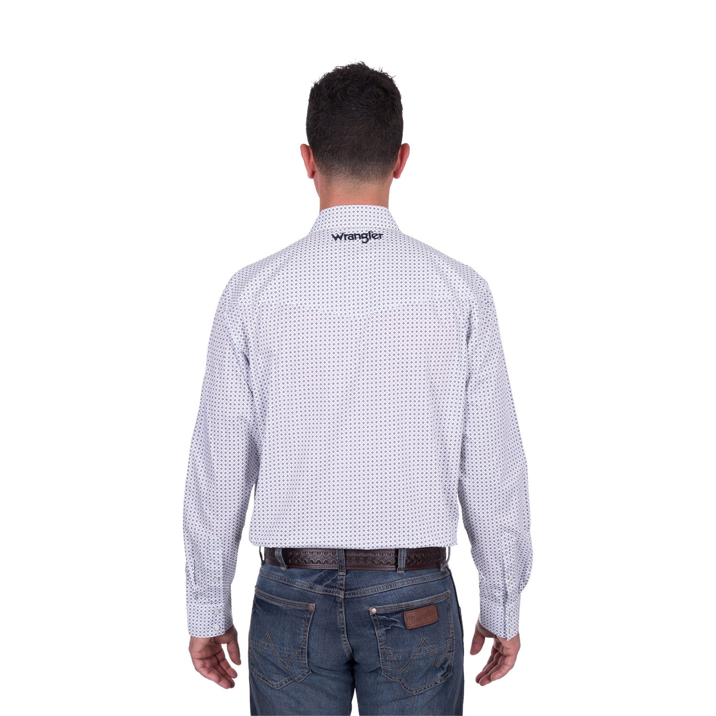 Wrangler Mens Brent Print Logo Western Long Sleeve Shirt - EQ Saddlery