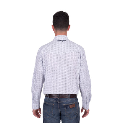 Wrangler Mens Brent Print Logo Western Long Sleeve Shirt - EQ Saddlery