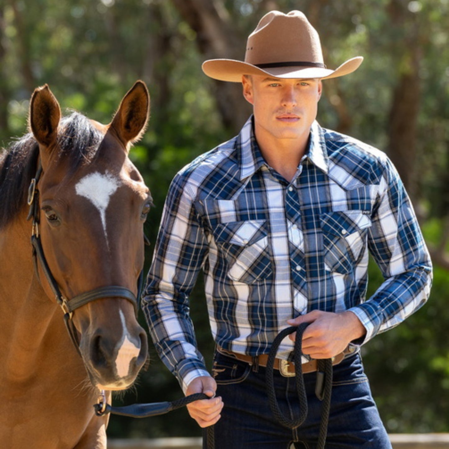 Pure Western Nicholas Check Western Long Sleeve Shirt - EQ Saddlery