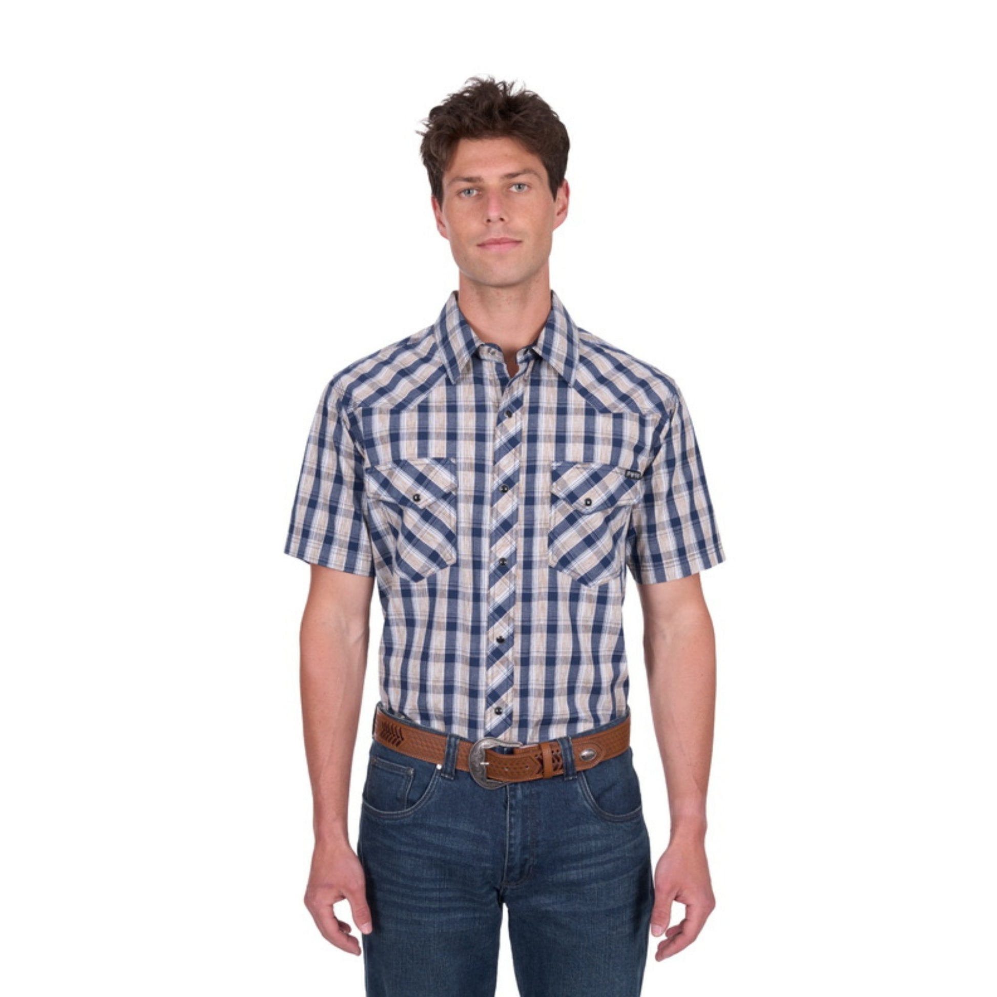 Pure Western Peter Check Western Short Sleeve Shirt - EQ Saddlery
