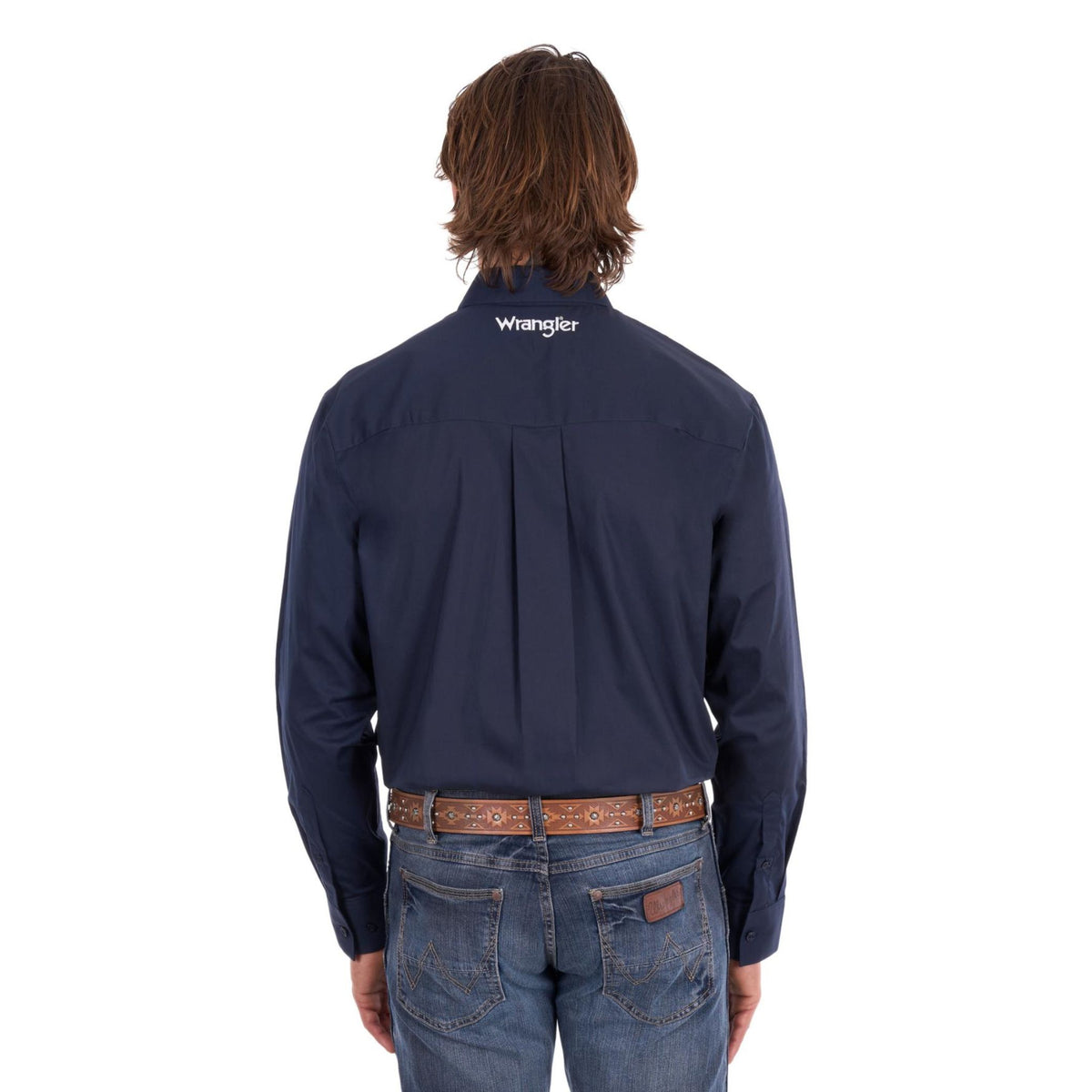 Wrangler Mens Flex Tech Logo 1 Pocket Button Down Long Sleeve Shirt