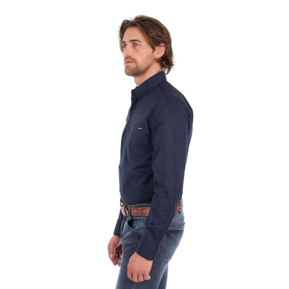 Wrangler Mens Flex Tech Logo 1 Pocket Button Down Long Sleeve Shirt