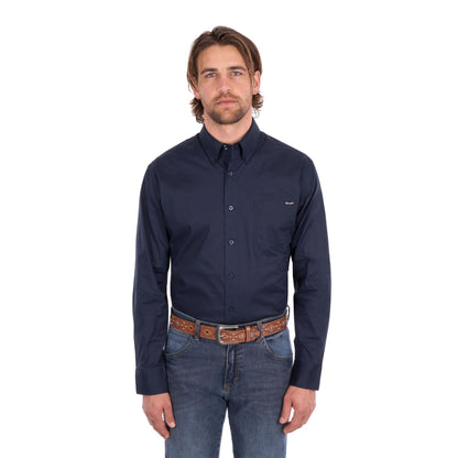 Wrangler Mens Flex Tech Logo 1 Pocket Button Down Long Sleeve Shirt