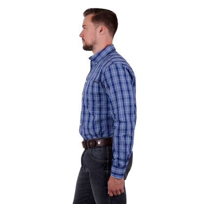 Wrangler Mens Grange Check Button Down Long Sleeve Shirt