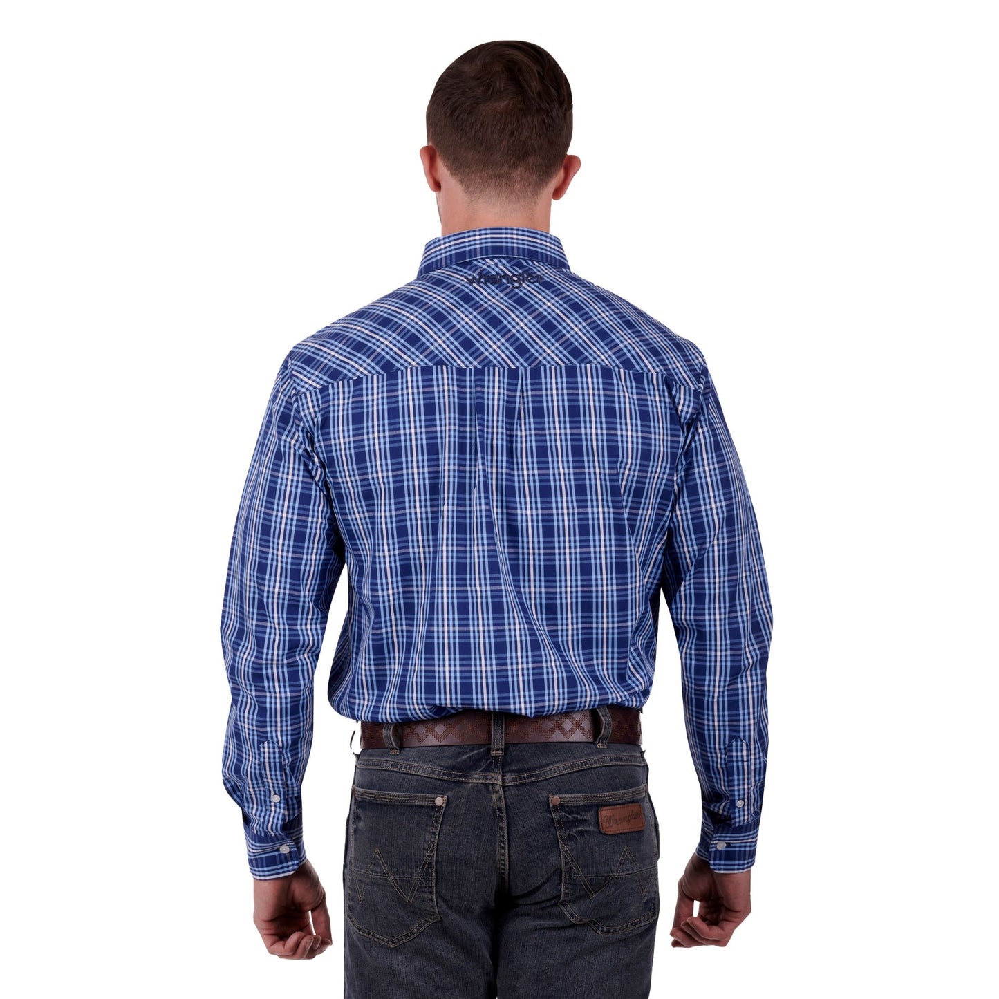 Wrangler Mens Grange Check Button Down Long Sleeve Shirt