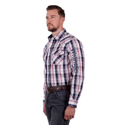 Wrangler Mens Hume Check Logo Western Long Sleeve Shirt - EQ Saddlery