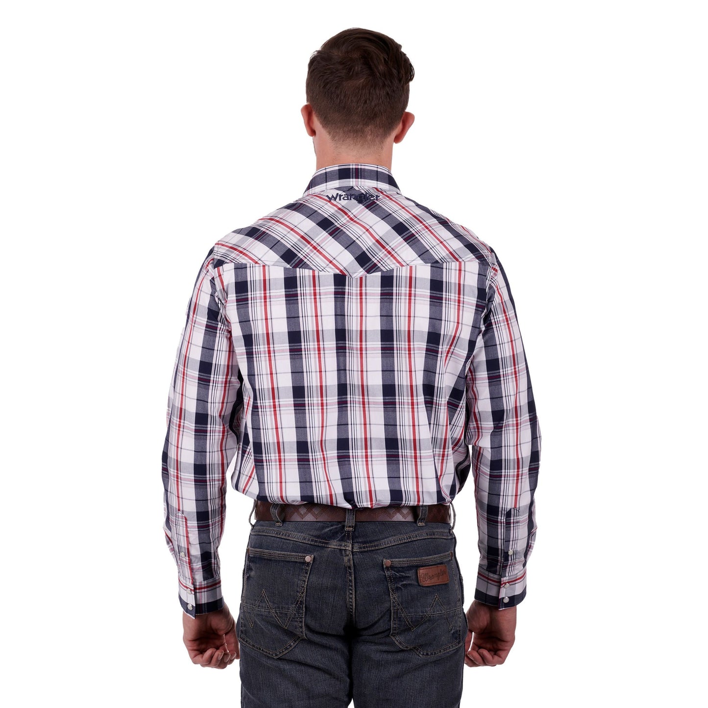 Wrangler Mens Hume Check Logo Western Long Sleeve Shirt - EQ Saddlery