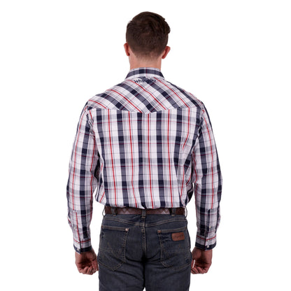 Wrangler Mens Hume Check Logo Western Long Sleeve Shirt - EQ Saddlery