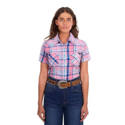 Wrangler Women Kiara Check Western Short Sleeve Shirt