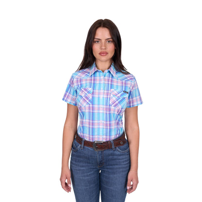 Wrangler Womens Emily Check Western Short Sleeve Shirt - EQ Saddlery