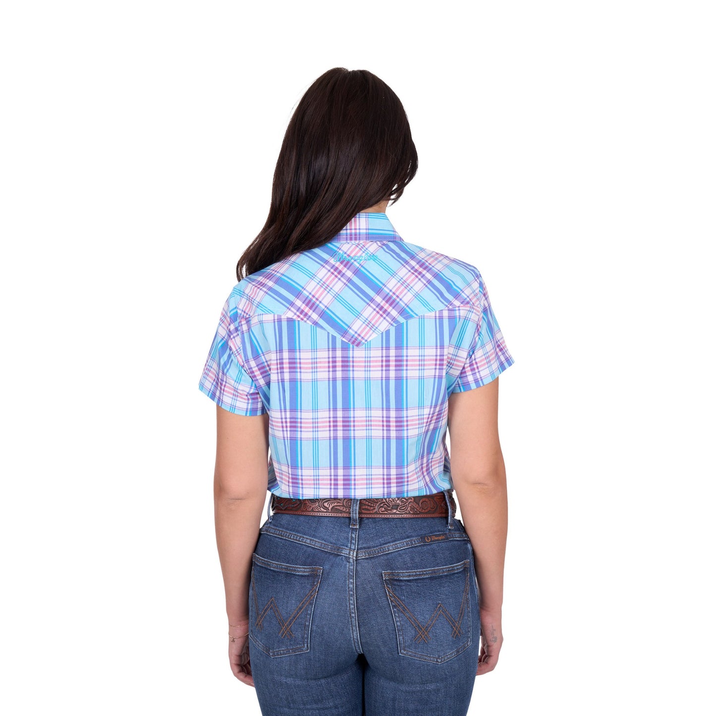 Wrangler Womens Emily Check Western Short Sleeve Shirt - EQ Saddlery