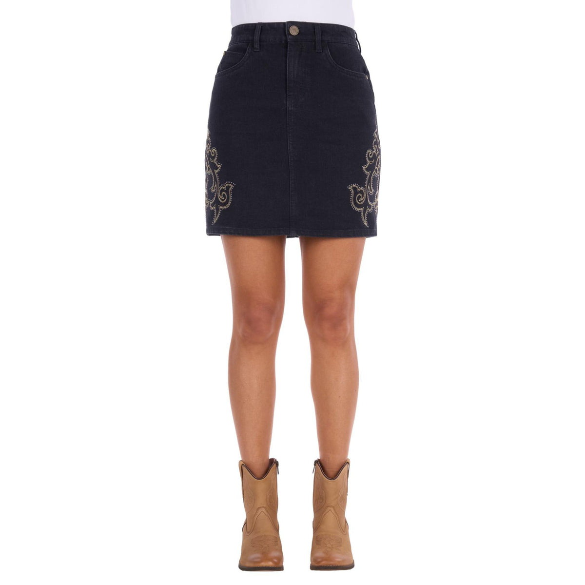 Wrangler Womens Rock Studded Denim Skirt