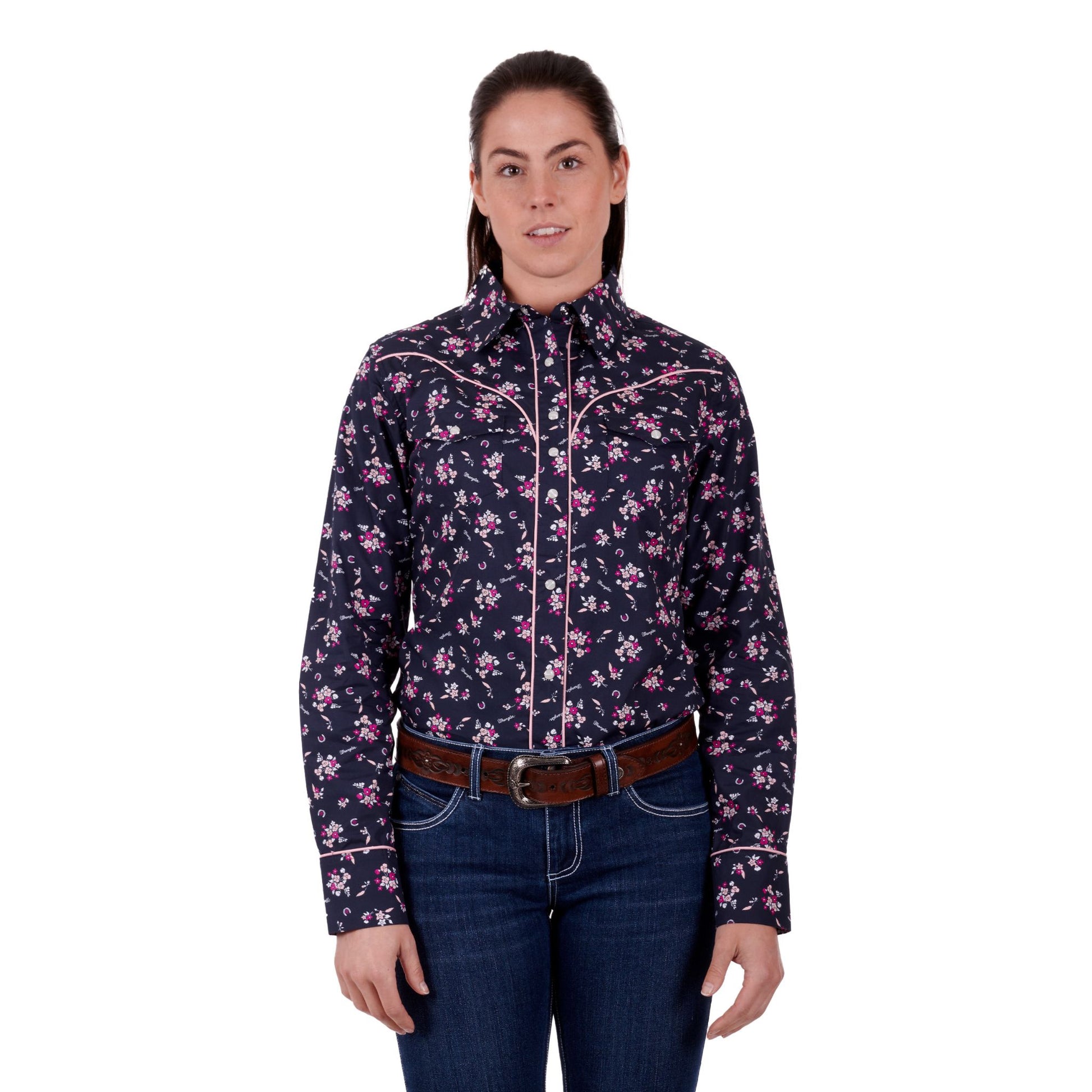 Wrangler Womens Norah Print Western Long Sleeve Shirt - EQ Saddlery