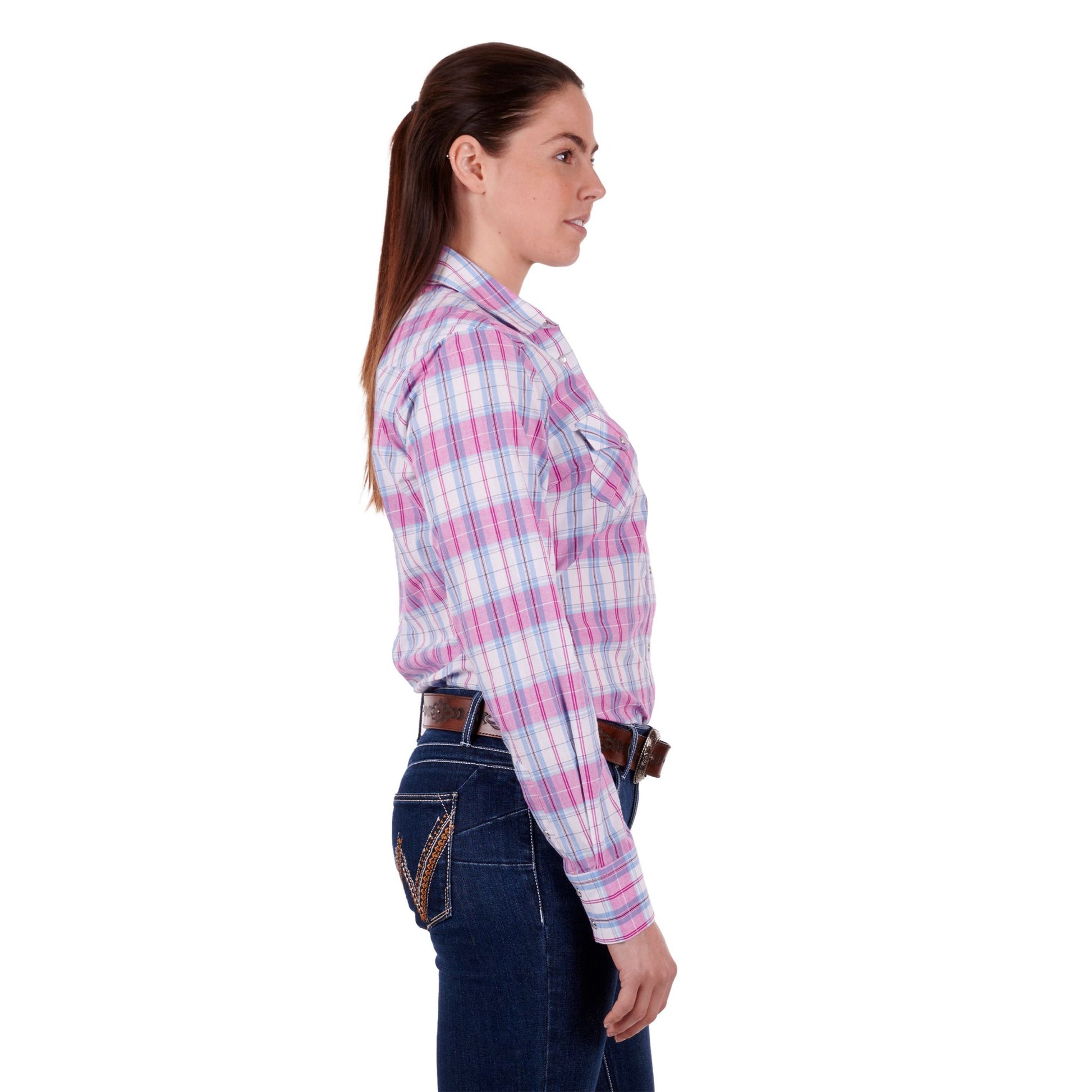 Wrangler Womens Sanda Check Western Long Sleeve Shirt - EQ Saddlery