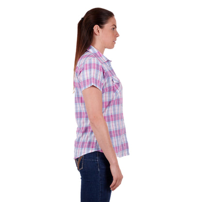 Wrangler Womens Sanda Check Western Short Sleeve Shirt - EQ Saddlery