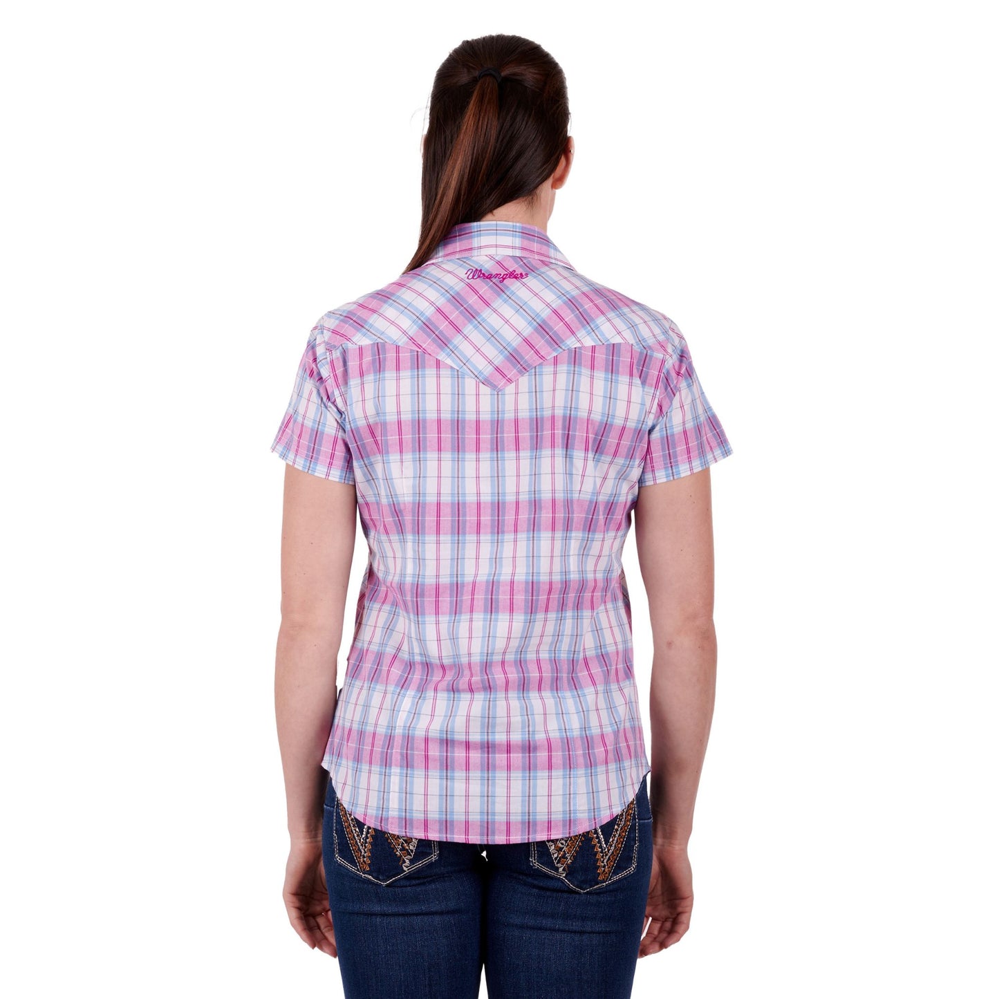 Wrangler Womens Sanda Check Western Short Sleeve Shirt - EQ Saddlery