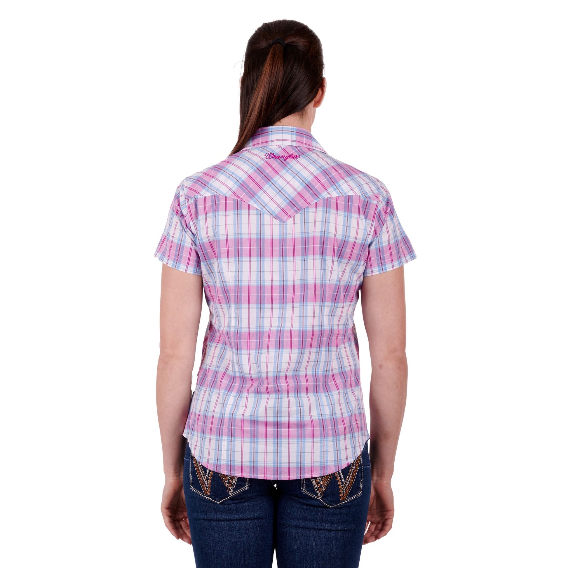 Wrangler Womens Sanda Check Western Short Sleeve Shirt - EQ Saddlery