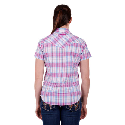 Wrangler Womens Sanda Check Western Short Sleeve Shirt - EQ Saddlery