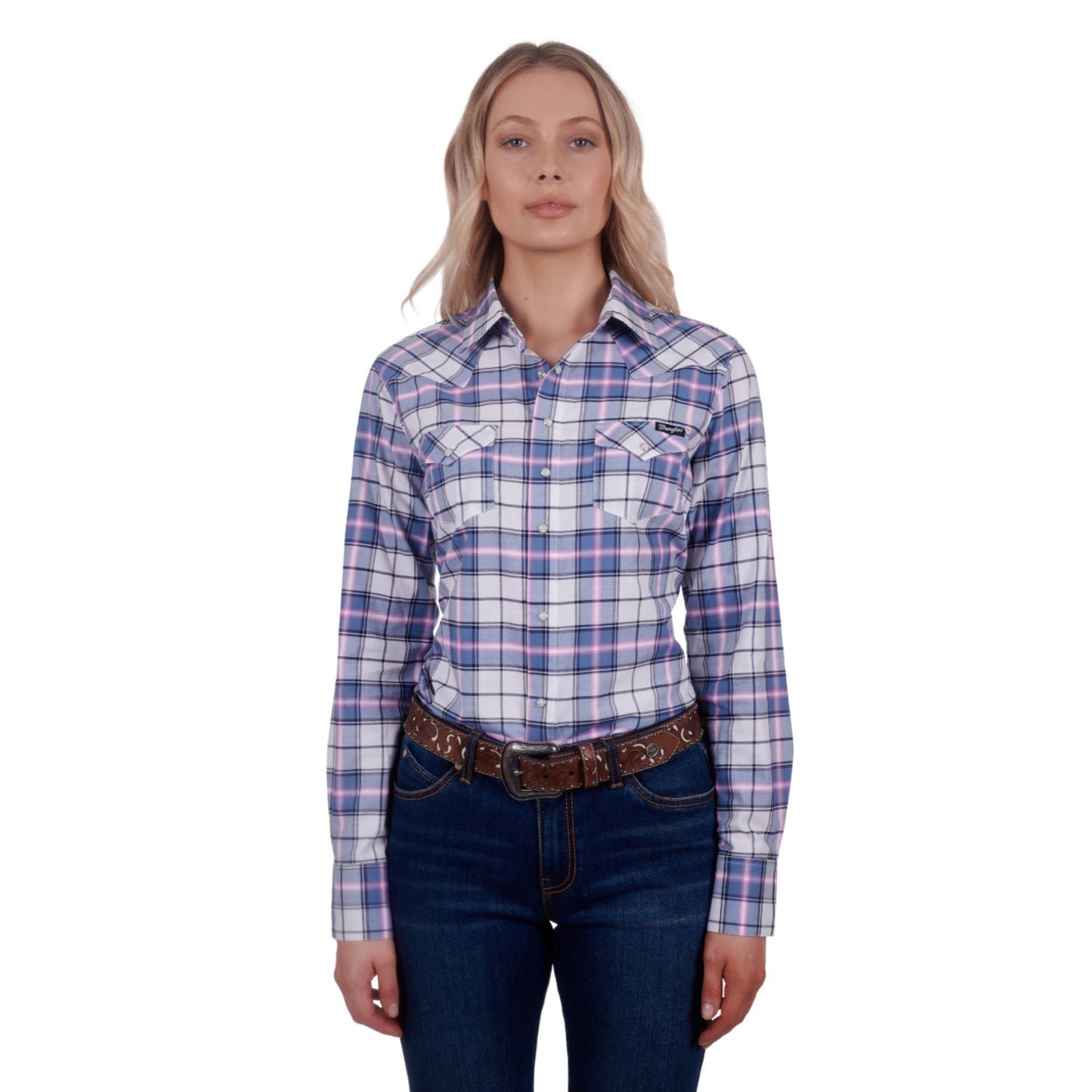 Wrangler Womens Lucy Check Long Sleeve Western Shirt