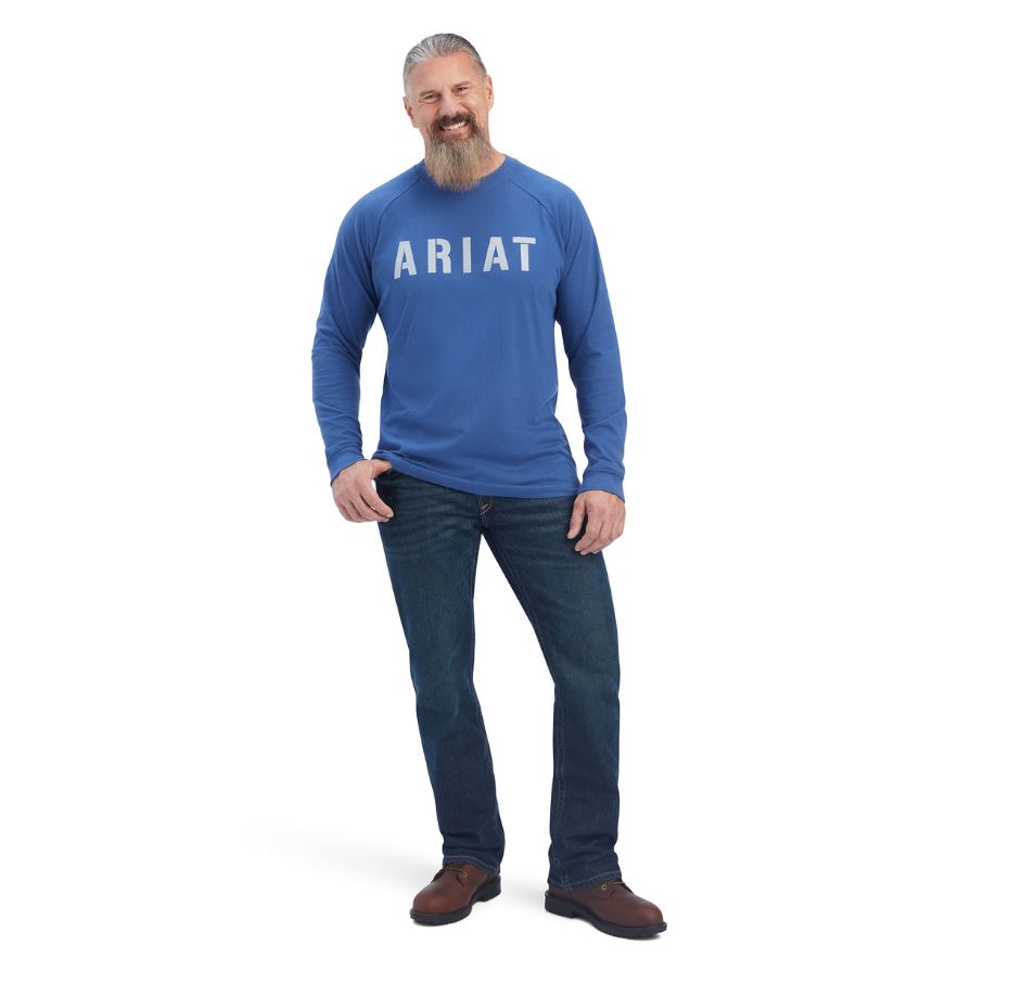 Ariat Mens Rebar Cotton Strong Block Long Sleeve T-Shirt