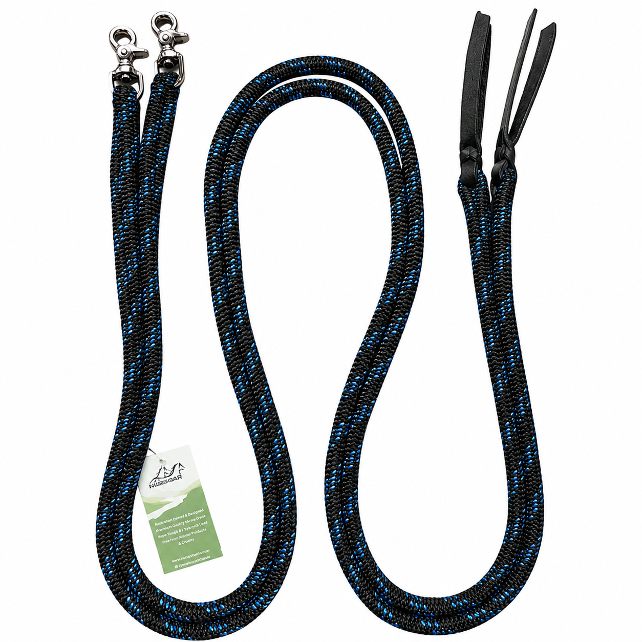 Nungar Knots Split Reins 12mm w Stainless Steel Clips