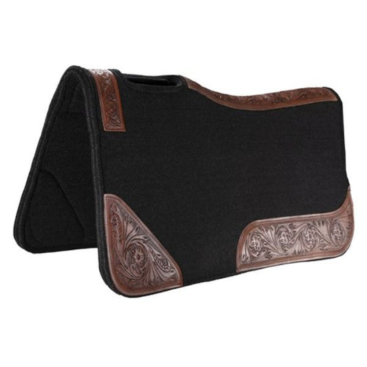 Fort Worth Floral Tooled Felt Saddle Pad - EQ Saddlery