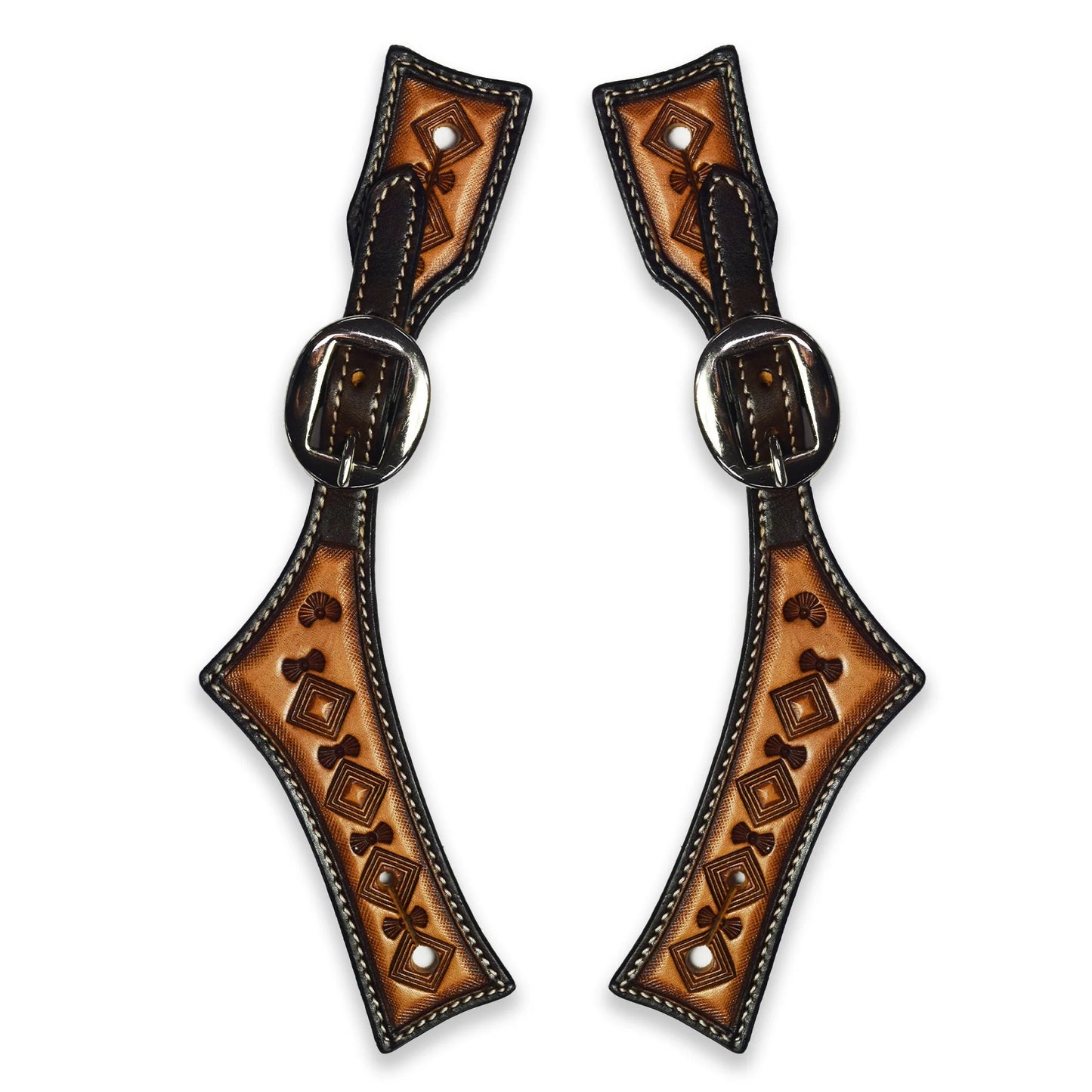 Ezy Ride Hatched Diamond Stamping Two Tone Spur Straps