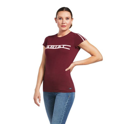 Ariat Womens Logo Lane Tee Zinfandel - EQ Saddlery